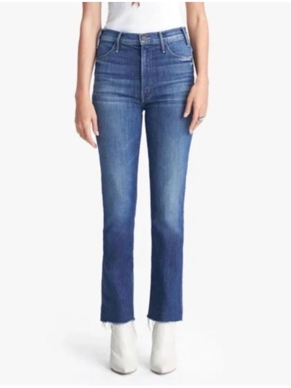 MOTHER The Hustler Ankle Fray Wish On A Star Mid-Rise Straight Leg Jeans Size 24